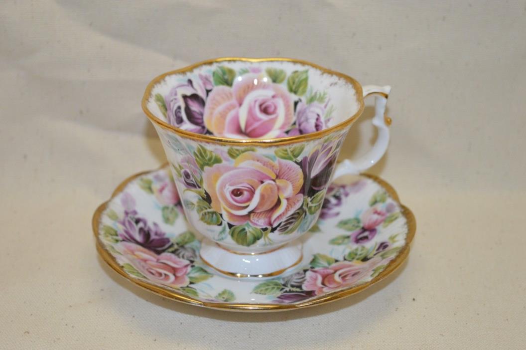 Vintage Royal Albert Summer Bounty Series Amethyst Tea Cup and Saucer Set