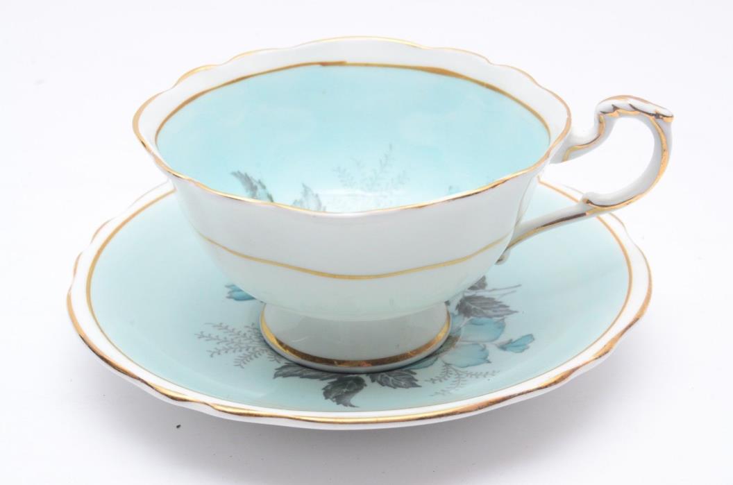 Vintage PARAGON Tea Cup & Saucer Set-# A1583-Blue with Floral Pattern
