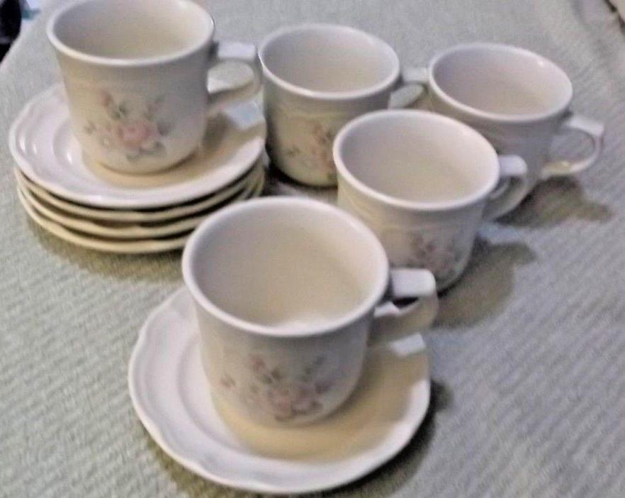 PFALTZGRAFF TEA ROSE CUPS AND SAUCERS ~ Set of 5