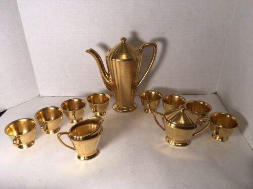 PICKARD China - ROSE & DAISY Gold Encrusted Pattern DEMITASSE COFFEE SERVICE SET