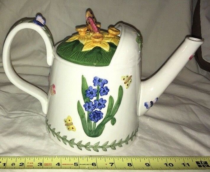 Portmeirion Ceramic Botanic Watering Can Teapot 2.75 pt.