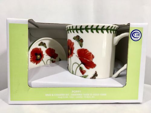 New PORTMEIRION Botanic Garden Mug and Coaster Set