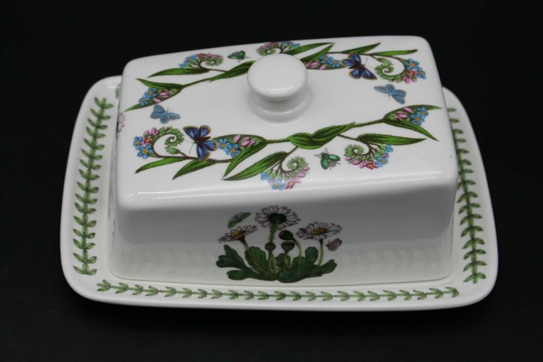 Portmeirion Botanic Garden Daisy/Forget Me Not Cheese Dish with Lid (Wedge)
