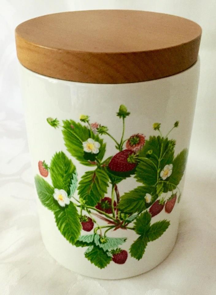 PRETTY PORTMEIRION SUMMER STRAWBERRIES 5.25 INCH COFFEE CANISTER, FAB CONDITION