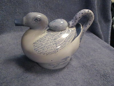 Oriental Duck Figurine Tea Pot Partial Label Attached Quite Cute !