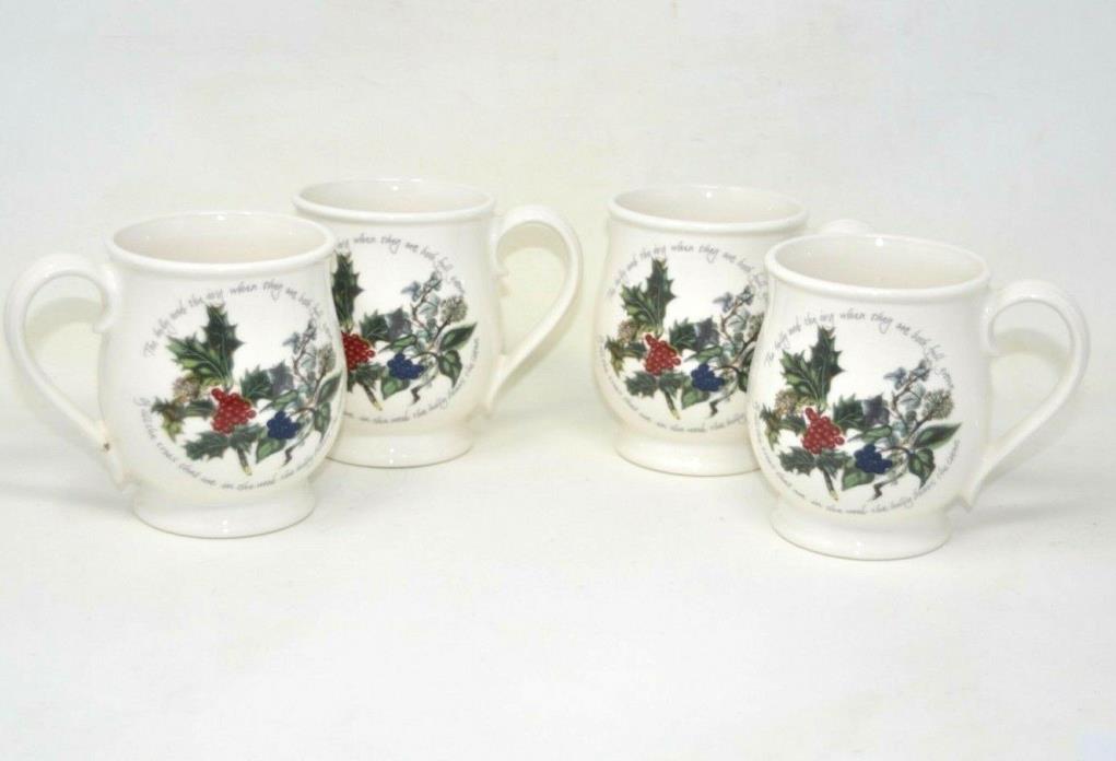 Portmeirion Coffee Tea Bristol Mug Tankard Holly and the Ivy Britain Set of 4