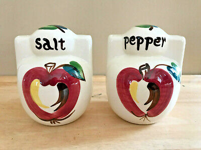 Vintage Mid Century Purinton Pottery Salt and Pepper Shaker Pourer Open Apple