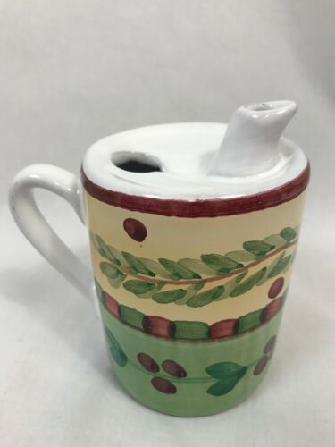 Caleca Red and Green Cherry Pattern Creamer or Syrup Pitcher