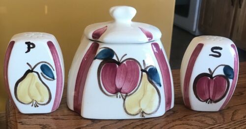 Vintage Purinton Pottery Apple Pear Salt & Pepper Grease Jar