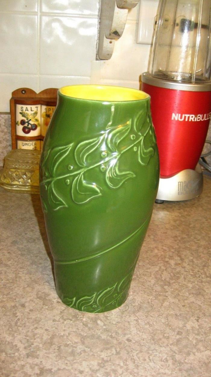 Vintage Red Wing Vase M-1441 Vines Green and Yellow