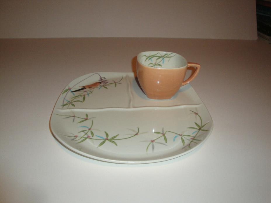 Red Wing Dinnerware Spring Song Supper Tray And Tall Coffee Cup Rare!