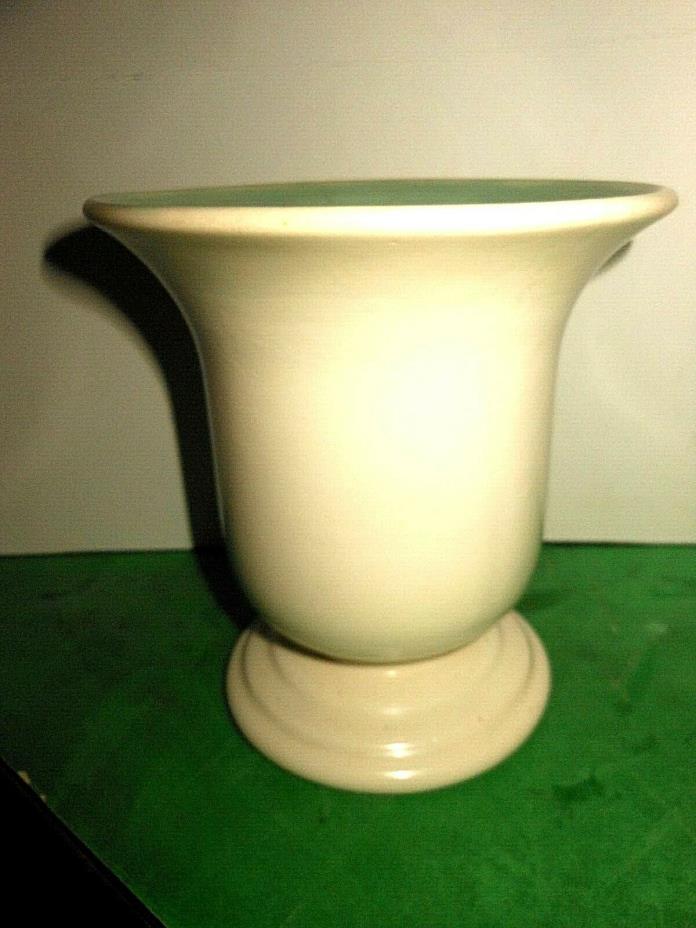 Vintage Ohio Rum Rill Art Pottery Vase White Outside/Teal Green Inside #633