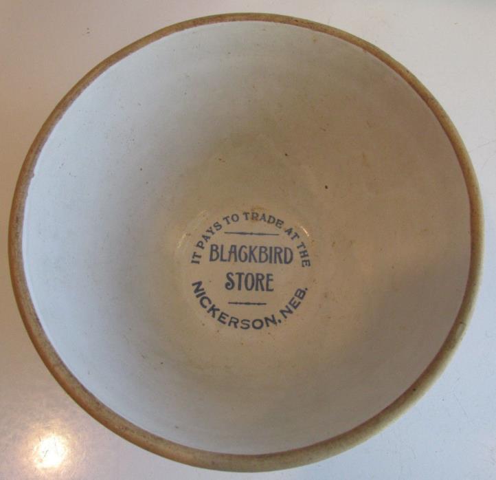 NICKERSON Nebraska BLACKBIRD STORE Advertising Stoneware Bowl 7