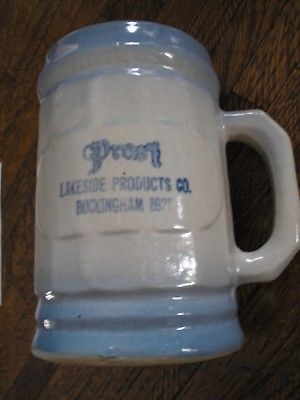 Vintage Prost Lakeside Products Co. Western Beer Mug MINT! Chicago Area Blu/Wh