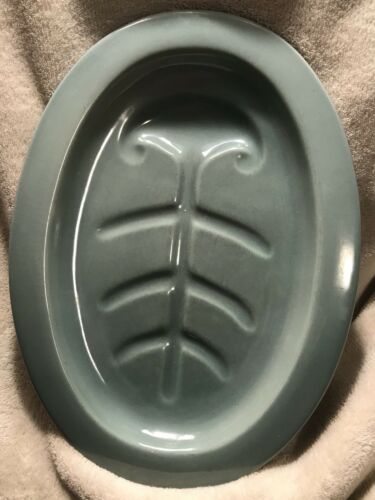 Oval Serving Platter Vintage Red Wing Pottery Village Green Pattern 12 3/8