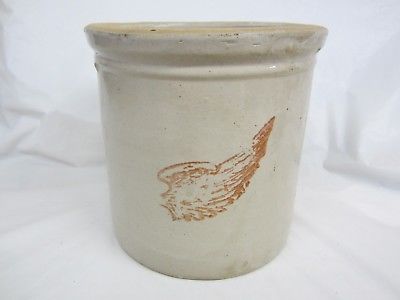 Rare Red Wing One 1 Gallon Open Crock Large Wing No Cracks but a Chip
