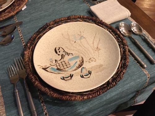 RED WING POTTERY BOB WHITE Blue Quail Bird Dinner Plate (2 available) EXCELLENT