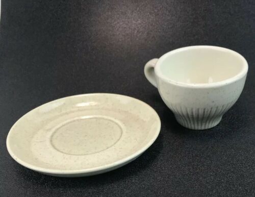 Red Wing Pottery Cup And Saucer Beige Speckled