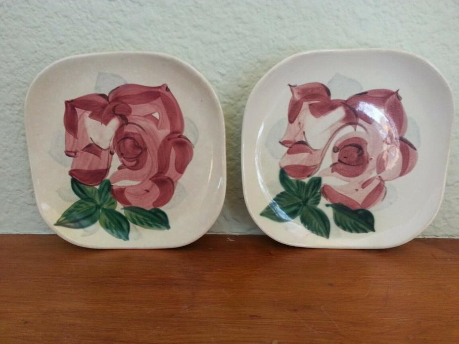 2 Vintage Red Wing Lexington Rose China Salad Plates, hand painted, collectible