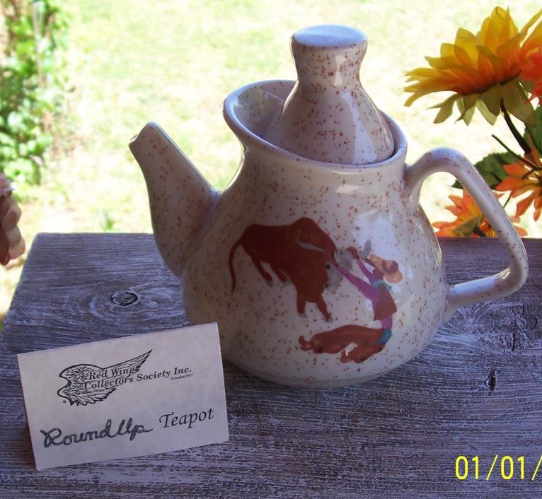 Red Wing Pottery Collector's Society 2006 Round Up Teapot,Tea Pot