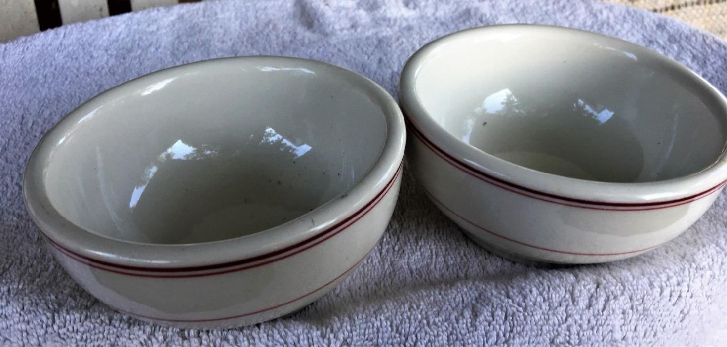 TWO Vintage Restaurant Ware Heavy Bowls Sterling Vitrified China E Liverpool D-3