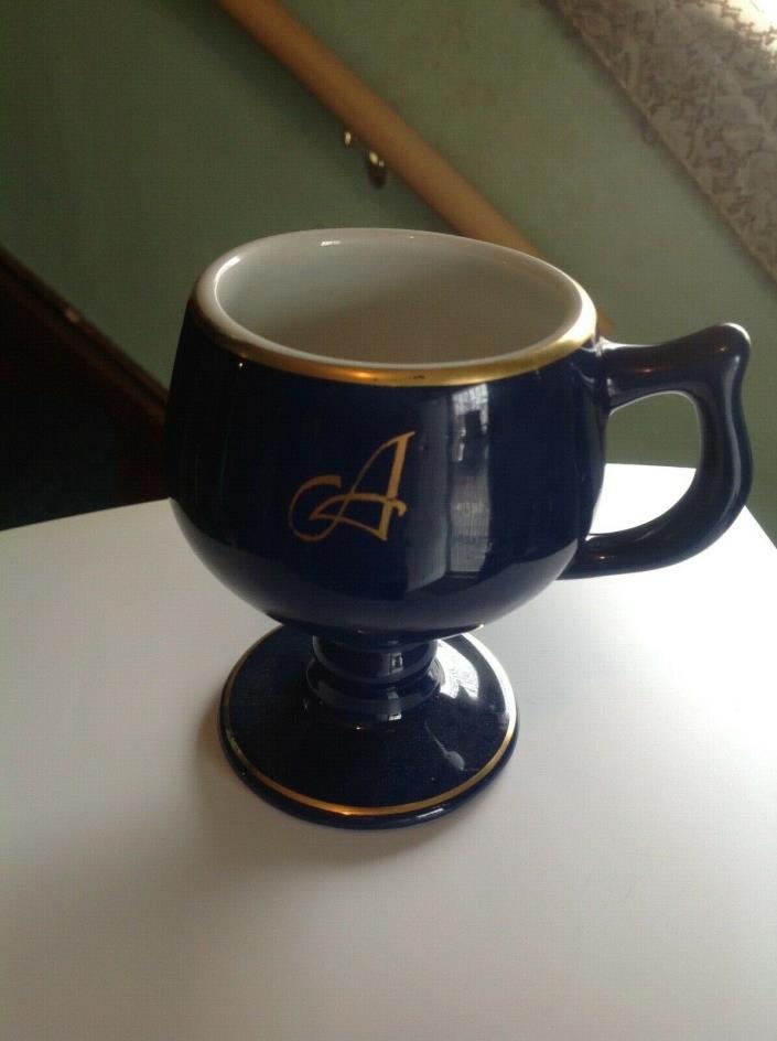 RARE Caribe China Puerto Rico White-Blue Gold Rim Pedestal Mugs Monogram 