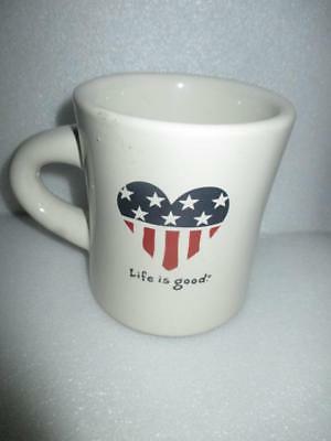 LIFE IS GOOD!  Diner Style American Flag Stoneware Coffee Mug