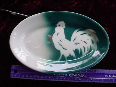 1964 Jackson China restaurant ware air brushed green Rooster oval platter 10&5/8