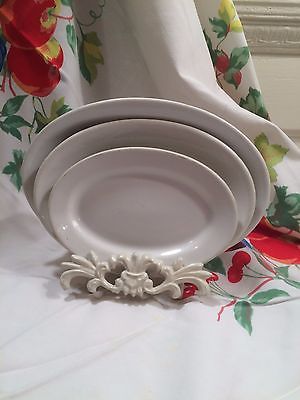 SIMPLY VINTAGE IRONSTONE SET OF 3 OVAL SERVING PLATTERS GYPSY CHIC DECOR