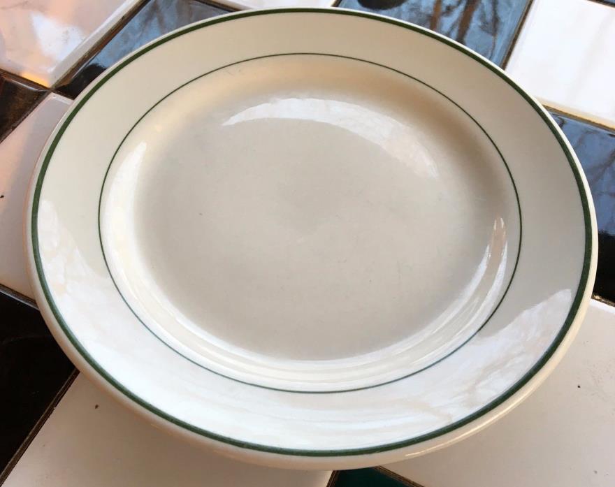 vintage buffalo china plate....two green stripes~lovely