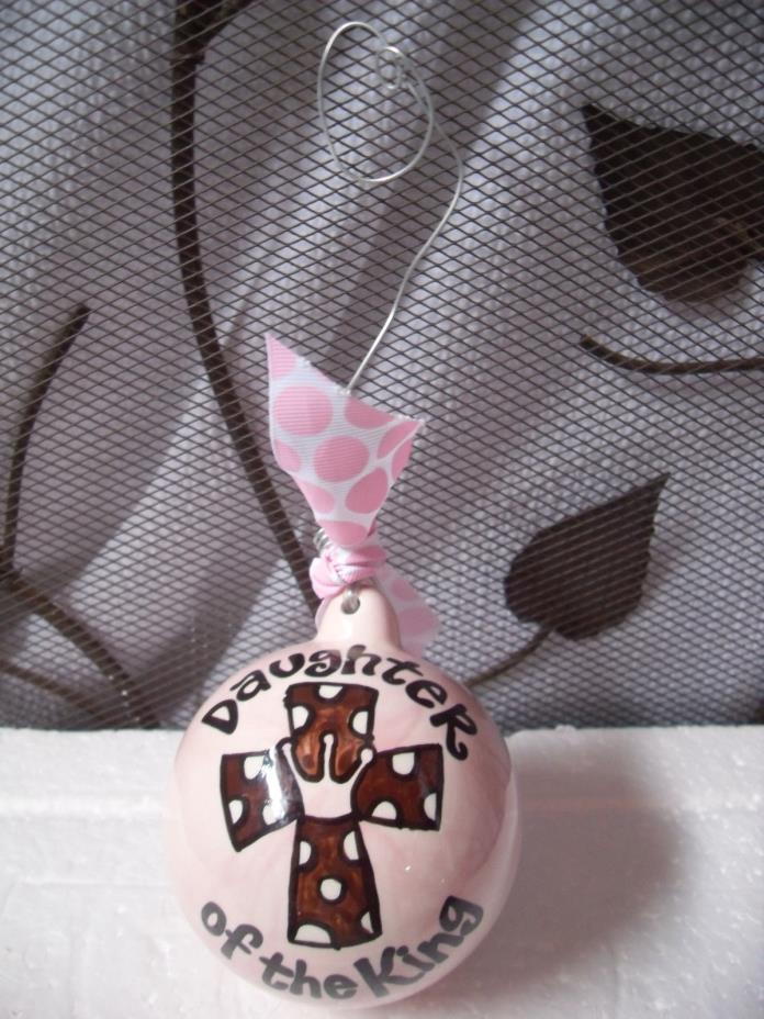Glory Haus Hand Painted Pink Ceramic Ball Ornament ~ 