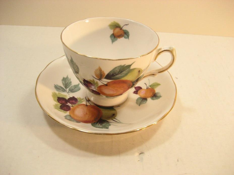 Royal Vale Bone china tea cup and saucer Fruit pattern Ridgeway Potteries
