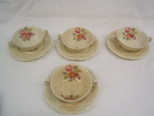 Lot of 8 Ridgways Boullions Bowls &  Saucers RID2 Floral England Vintage