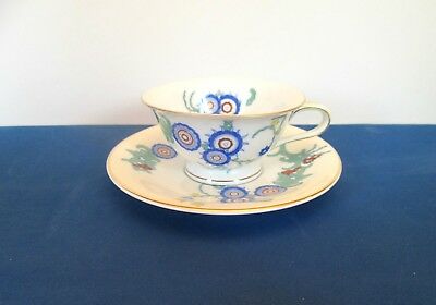 Rosenthal White, Blue & Green Porcelain Demitasse Cup and Saucer Set