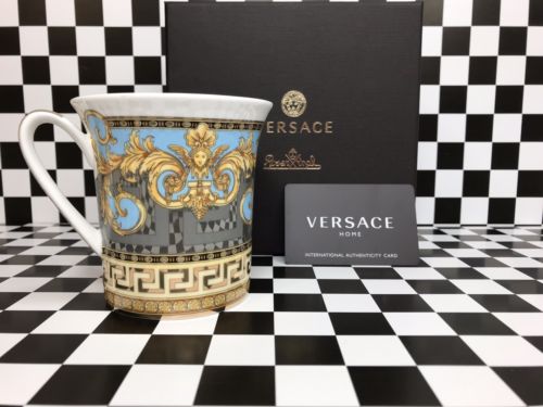 Versace Mug Coffee Mug W/out Handle Rosenthal Royal Blue Medusa Sky Blue Mug
