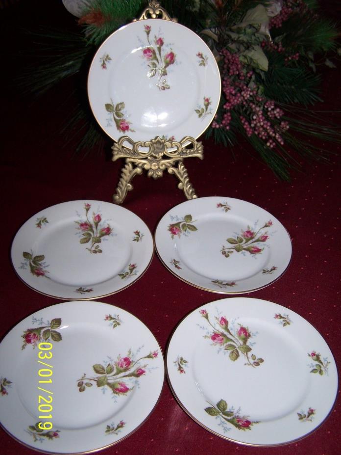 5 Vintage Rosenthal Moss Rose Bread & Butter Plates, Germany