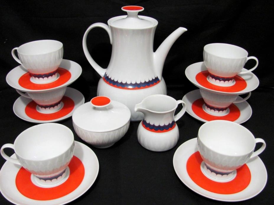 Quality MCM Thomas Germany Rosenthal Retro Coffee Pot Set Cups Saucers for 6