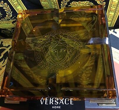 $600 VERSACE ASHTRAY MEDUSA AMBER GOLD 16cm in box  SALE