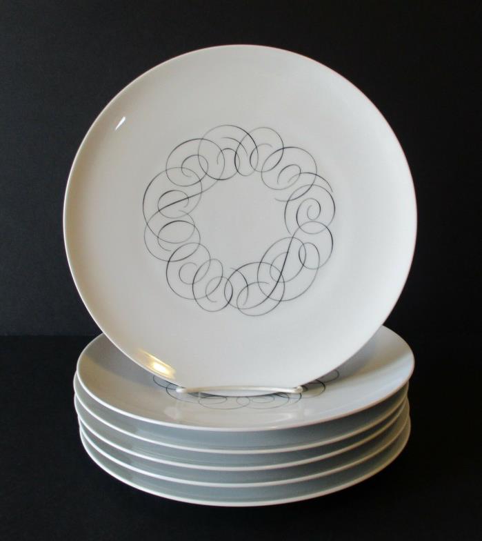 6 Rosenthal Continental China Script Dinner Plates 10 1/2