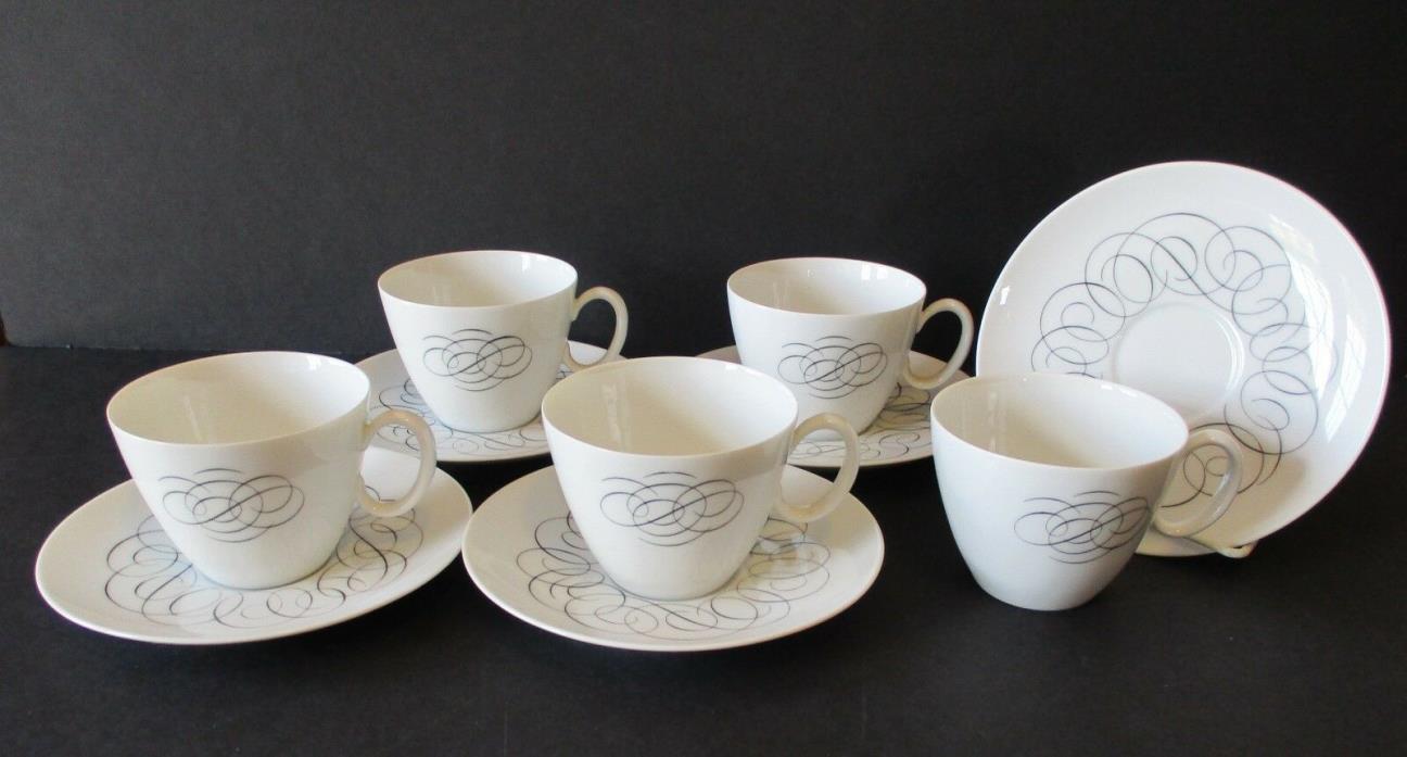 5 Rosenthal Continental China Script Cups & Saucers Germany