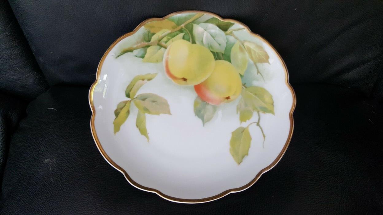 Rosenthal Selb Bavarian Scalloped Edged Plate 'w Gold Trim, Peach & Leafy Design