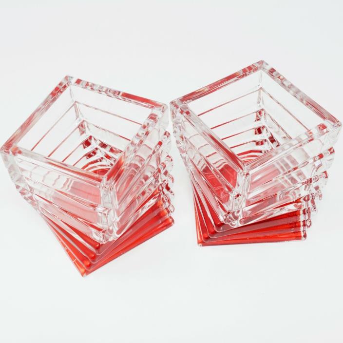 Rosenthal Studio Linie Germany Turnus Red Twisted Glass Votive Vase Candle Set