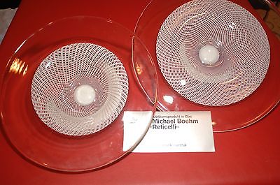 Rosenthal Reticelli pair of Michael Boehm art glass bowls