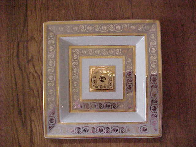 Rosenthal porcelain Classic gold/silver Versace? decorated large tray  11 3/4