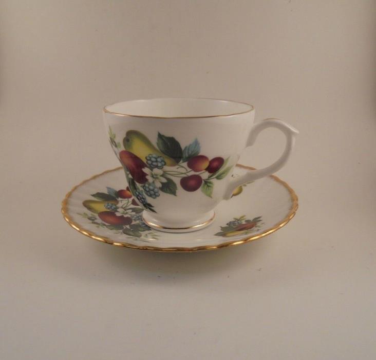 Rosina Saucer & Duchess Footed Cup Fruit & Berries Pattern Bone China