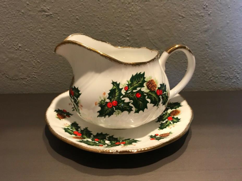 Yuletide Rosina-Queens Gravy Boat and Saucer Plate - Rare