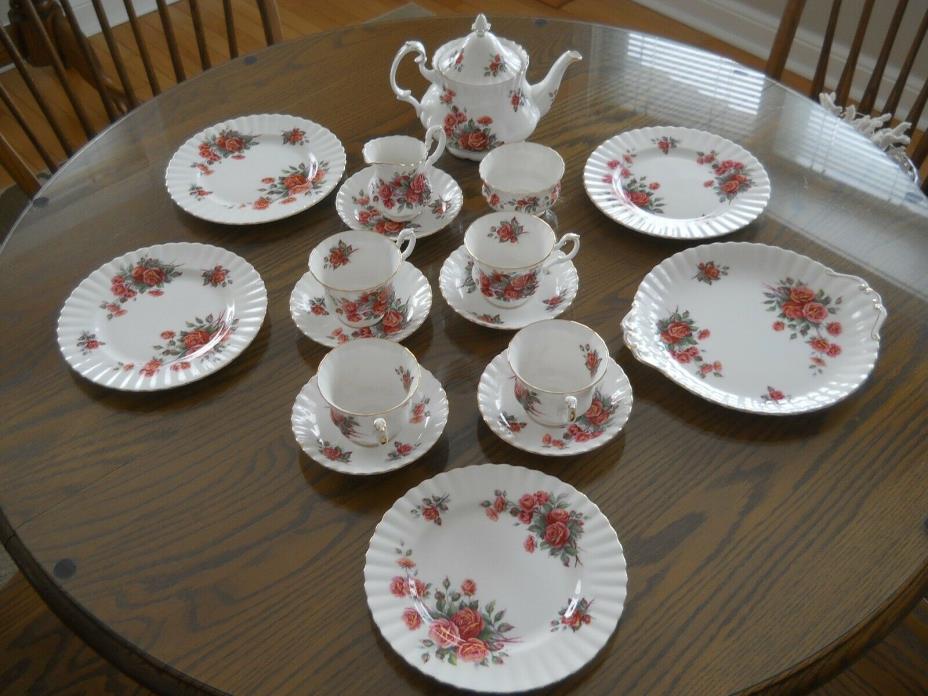 Royal Albert Centennial Rose Bone China 4 Place Setting Tea&Coffee Pot & More