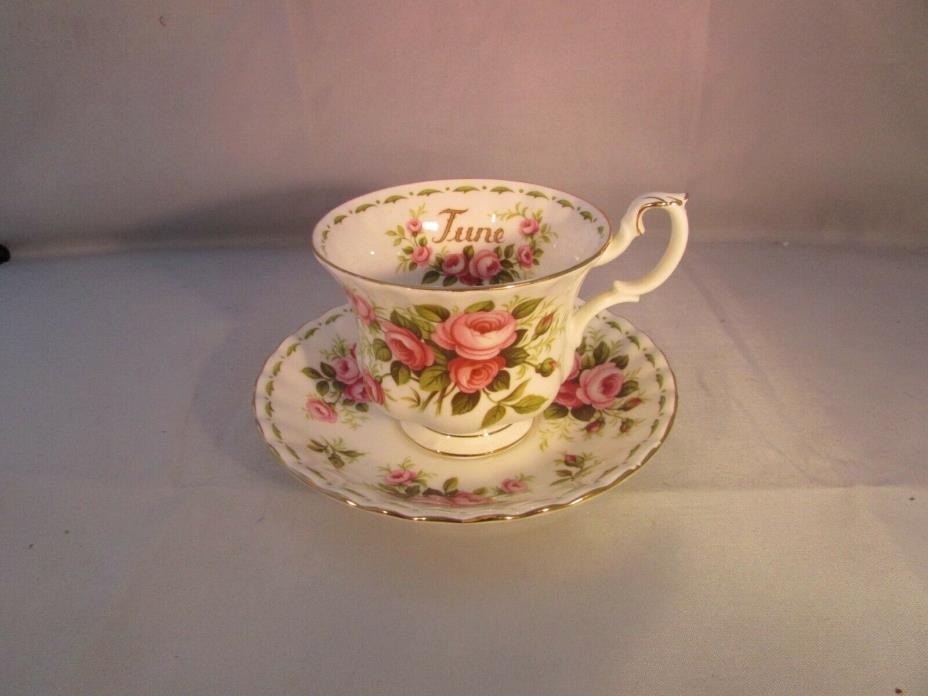 ROYAL ALBERT Flower Of The Month JUNE ROSES Bone China CUP AND SAUCER PRETTY