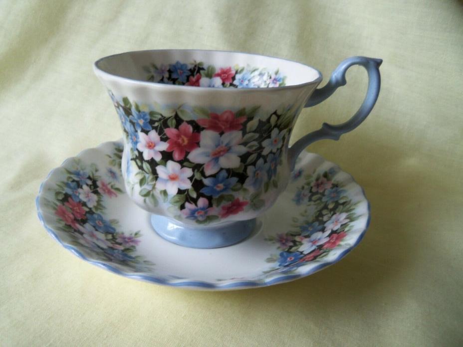 Royal Albert China Fragrance Series Clematis Floral Tea Cup & Saucer England