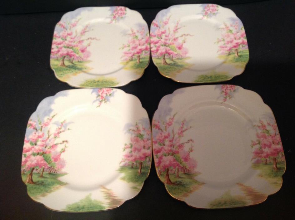 ROYAL ALBERT CROWN CHINA BLOSSOM TIME PATTERN 2 + 2 SQUARE PLATES 7